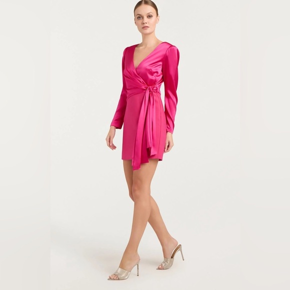 NWOT Cinq a Sept Layne Dress Faux Wrap Dress Pink Dahlia Size 2 - Picture 1 of 8